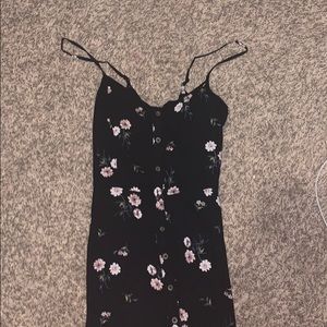 Maxi black with mauve flowers dress